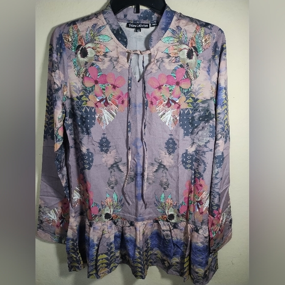 Tolani Collection Tunic Top Purple Boho Southwestern - Picture 1 of 16